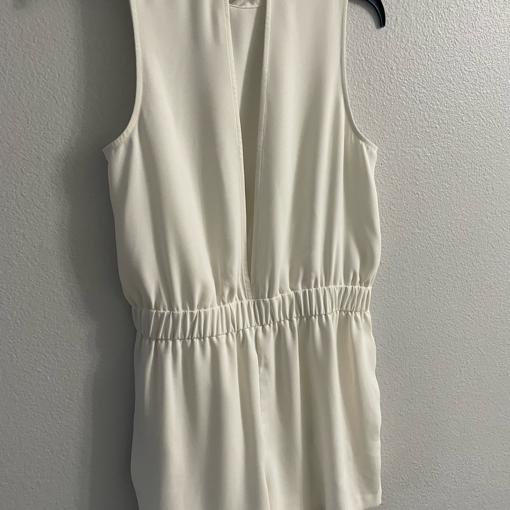 Topshop White Belted Playsuit Shorts Jumpsuit Romper Size 8 - Picture 10 of 12